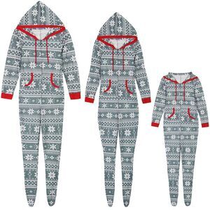 Kids Christmas Pajama Zipper Long Sleeve Set with Pockets Grey